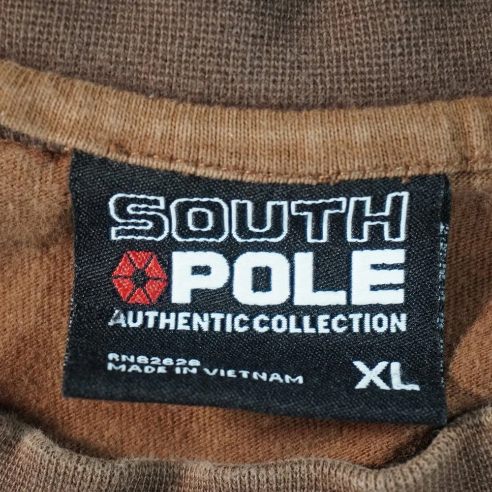 Southpole Long Sleeve Shirt Mens XL Brown Y2K Colorblock Streetwear Logo Patch
